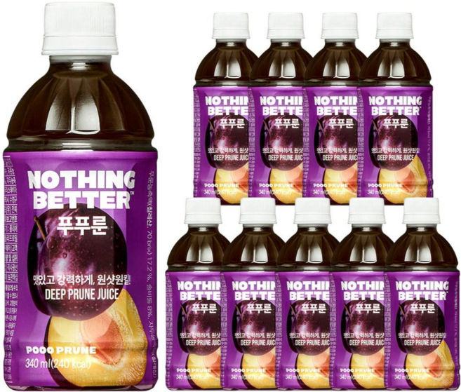 낫띵베럴 푸푸룬 맛있는 푸룬주스, 340ml, 10개