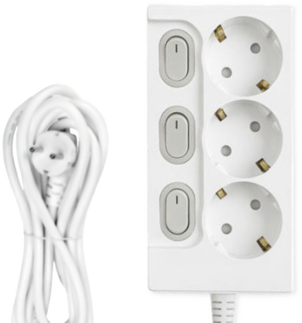 리빙라이팅 고용량 멀티탭 3구 16A 개별스위치 과부하차단 국내생산 KC인증, 1개, 3구 개별스위치, 0.5m