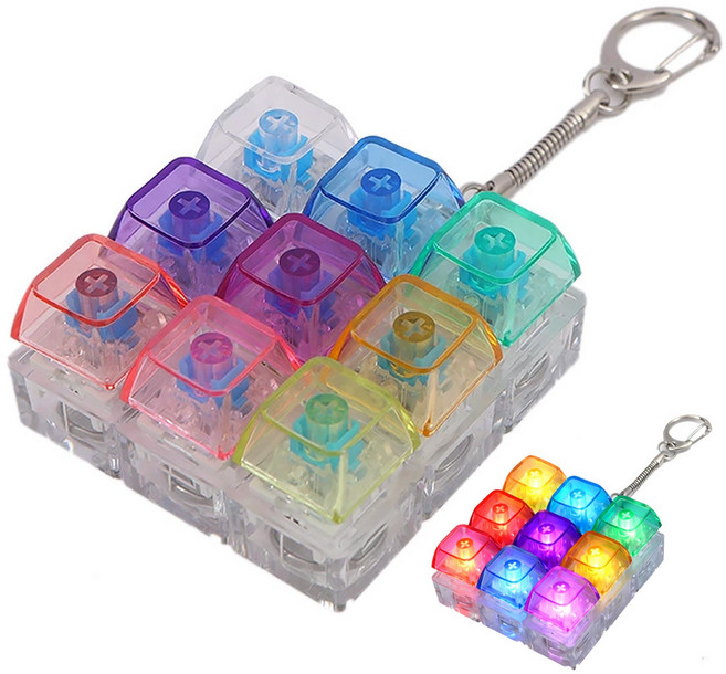 문리버 칠채 투명 9구 키보드키링 스트레스 풀기 열쇠고리, 1개, A