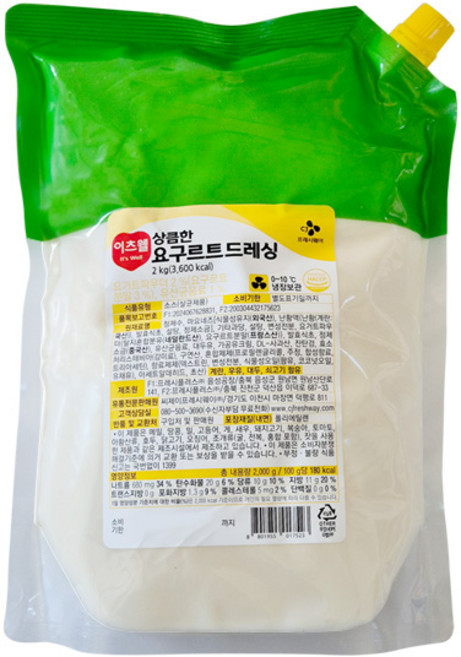 푸드올마켓_ 이츠웰 상큼한 요구르트드레싱 2kg /냉장, 1개