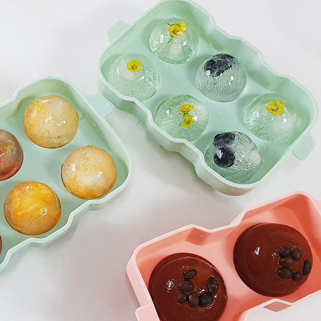 국내 실리콘 아이스볼 4구 미니볼 미니사각 얼음틀, 6구/민트, 1개