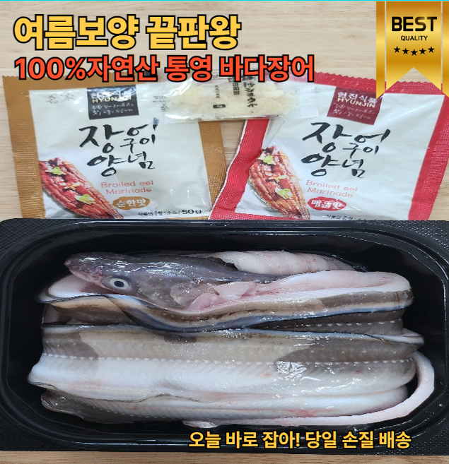 [해들바담]국산 통영 자연산장어 손질바다장어 붕장어 구이용 간장소스1팩 매콤소스1팩증정 산지직송 당일배송, 1박스, 1kg