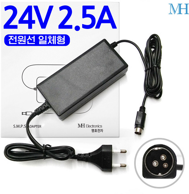 명호전자 24V2.5A 아답터 POS 영수증 프린터용 3핀 전원선 일체형 (ANY2425C-1) DC 24V 2.5A 어댑터, 24V2.5A(전)_영수증3핀, 1개