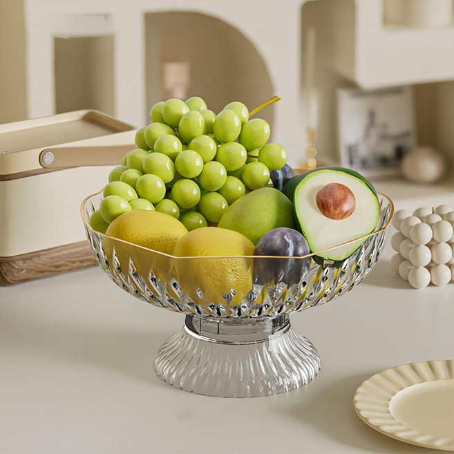 거와스 물빠짐 과일 트레이 식탁 간식 바구니, 투명, 1개