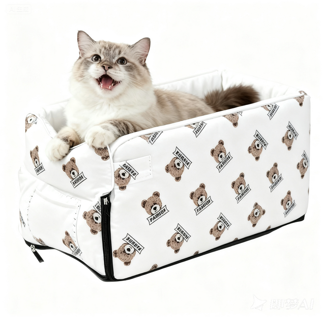 애견 자동차 앞좌석 카시트 강아지 집, 손잡이가 없는, 베이지, 1개