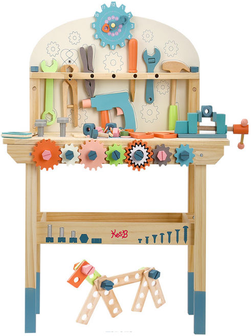 창의력 개발 원목공구놀이 약 23종-1세트 원목작업대 포함 드라이버외, 1세트, 혼합색상