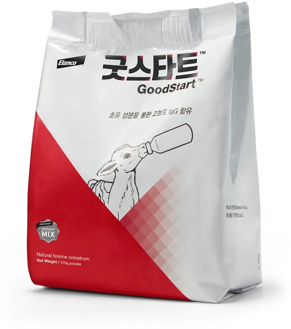 [포유기 증정] 엘랑코 굿스타트 한우 송아지 가축 초유 분말 경구 첨가제 대용유, 1개, 470g - 쿠팡