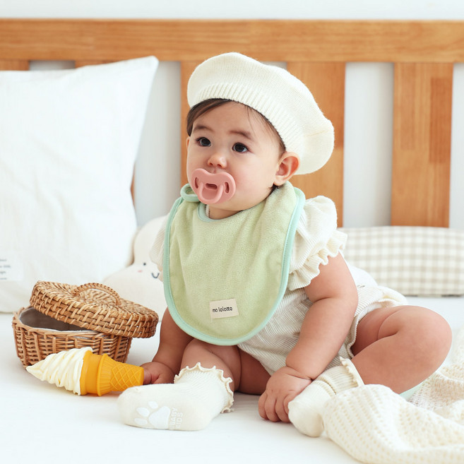 마롤로뜨 테리 원형 아기 턱받이 양면 2겹, 1개, 1개입, 그린_테리원형턱받이