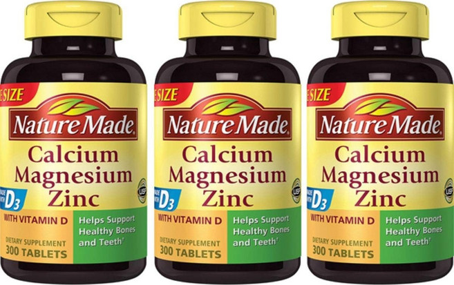 Nature Made Calcium Magnesium Zinc 네이쳐 메이드 칼슘 마그네슘 아연 300정 3팩, 3개