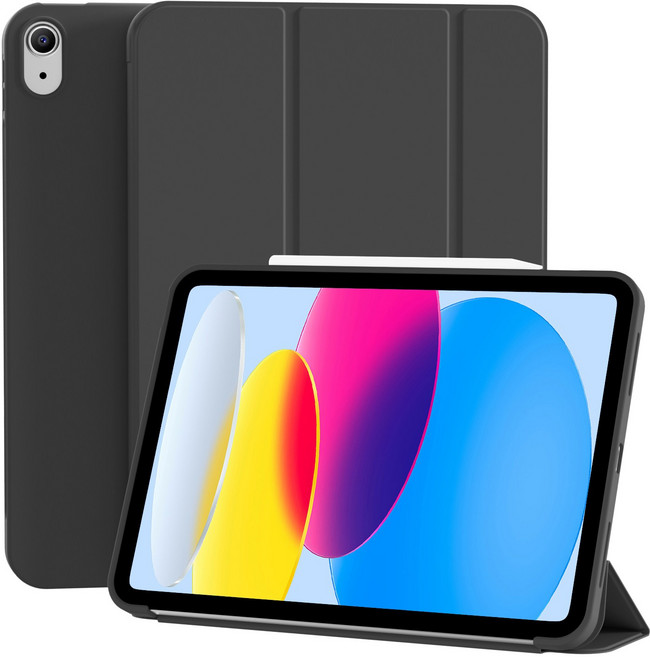 iPad 보호 케이스 자동 잠자기/깨우기 Apple 5/6/7/8/9/10/11 세대 10.2 Soft TPU Air/4/5/6/7 얇고 가벼운 보호 케이스 10.9인치에 적합, 검은색, 1개