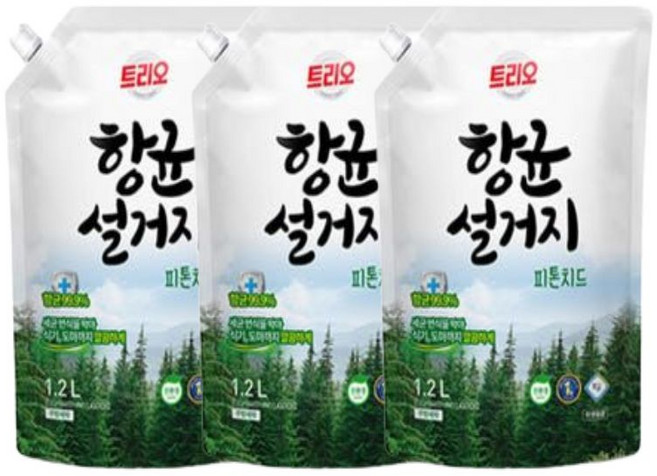 애경 트리오 항균설거지 피톤치드 1.2L 리필 x 3개