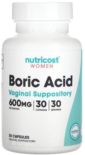 Nutricost Boric Acid Vaginal Suppository 600mg 캡슐 30정, 1개 - 쿠팡