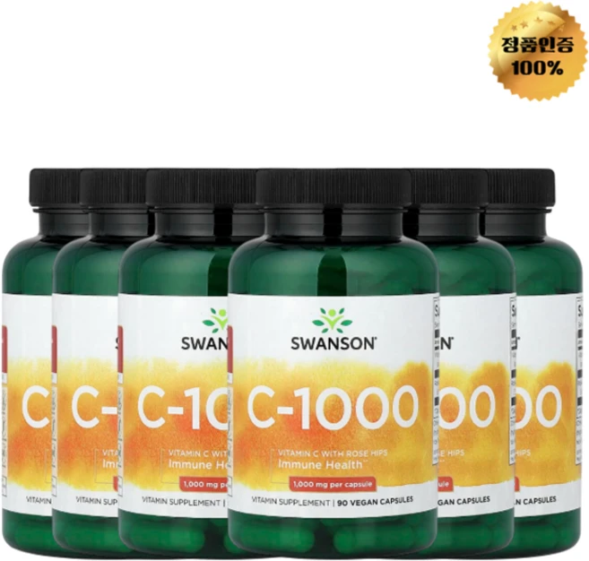 스완슨 비타민 C 1000mg 캡슐, 6개, 90정 - 쿠팡