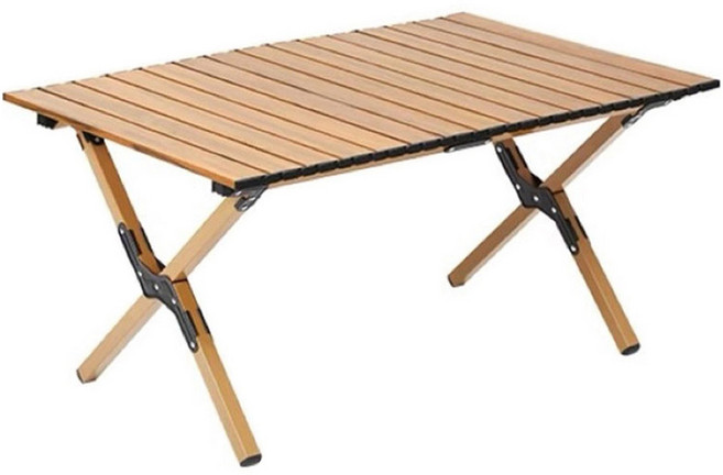 MANTU 캠핑용 접이식 롤테이블 수납가방 포함, 우드