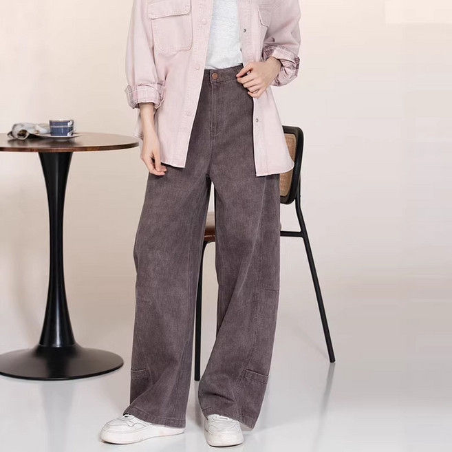 【高腰顯瘦】闊腿褲女 休閒褲 垂感闊腿褲 高腰褲 直筒褲 寬鬆褲 西裝面料 垂墜感強 春季新款 通勤百搭
