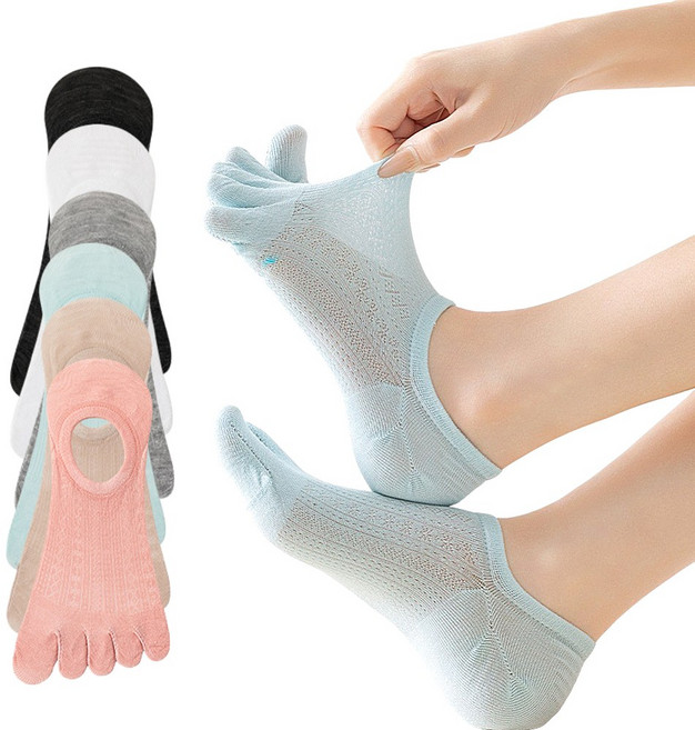 3켤레 세트 대나무 면 망사 여성발가락덧신 뱀부얀 여자 시원한양말