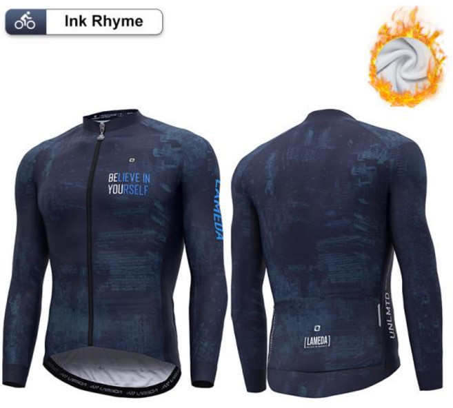 라메다 남성용 겨울 사이클링 저지 긴 소매 플리스 사이클링 저지 MTB 야외 스포츠 따뜻한 풀 지퍼 로드