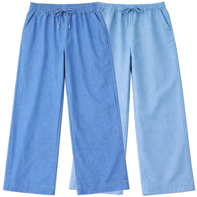 인디오 1+1 여성용 체형커버 밴딩 쿨링 냉감 고급소재 시원하게 떨어지는 일자핏 와이드팬츠 NMN0823