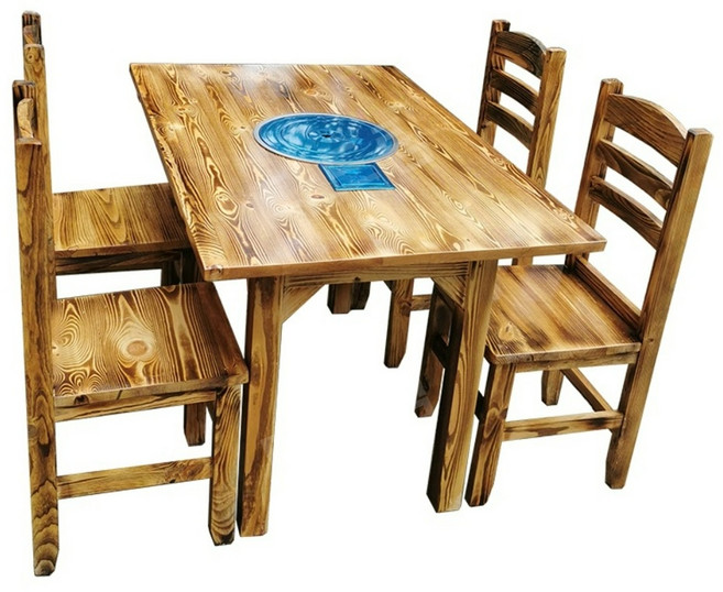 부탄가스테이블 입식 가스 삼겹살 밥상 가정용, 120cm80정방형테이블+가스렌지+의자4개