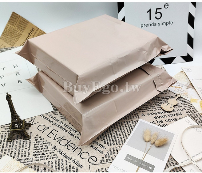 百易購 杏色 奶茶色 破壞袋 50入 塑膠袋 包裝袋 物流袋 網拍袋, 1套