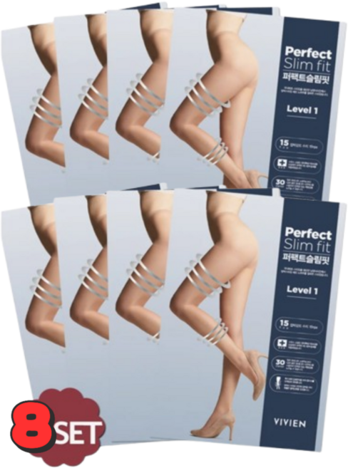 비비안 퍼펙트슬림핏 여성용 고탄력 30데니아 팬티형 압박스타킹 8세트