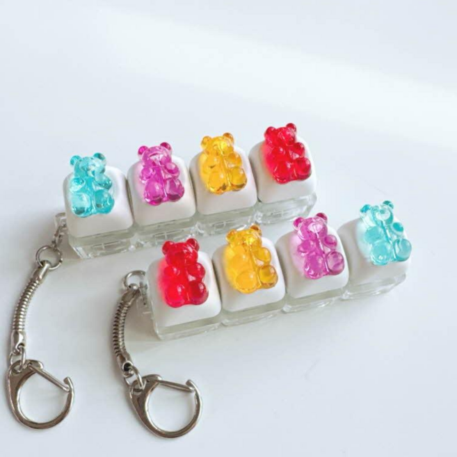 피크닉 화이트 키보드 키캡 클리커 led 키링