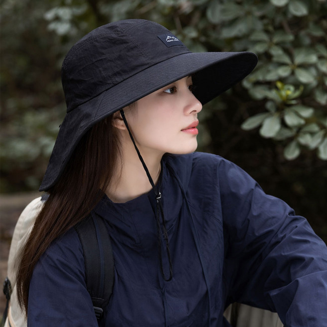 베네피온 여성 등산모자 자외선차단 햇빛가리개 목가림, 블랙