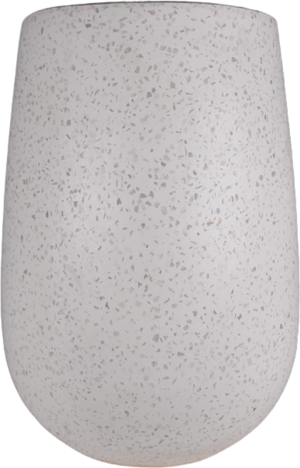 모던레시피 높은 달항아리 모양 시멘트 테라조 원형 화분 / 대포알 빈티지 감성 인테리어 화분, 화이트 테라조, 1개