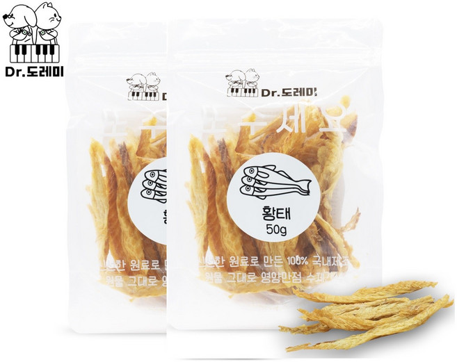닥터도레미 강아지 수제간식 인기만점 황태채50g, 2개, 50g, 인기만점황태채