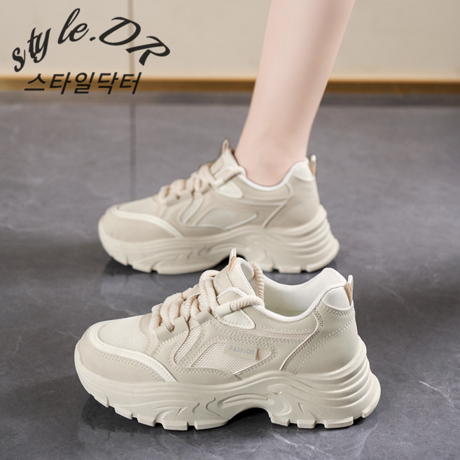 스타일닥터 매쉬 에어 여성 운동화 편한 사계절 여성 통굽 스니커즈 굽높이 캐주얼 5cm 키높이
