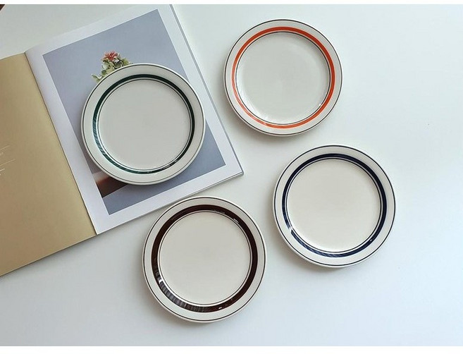 [카네수즈] 스노우톤 카페 빈티지 디저트 브런치 플레이트 앞접시 3size / 4color, 그린, 1개