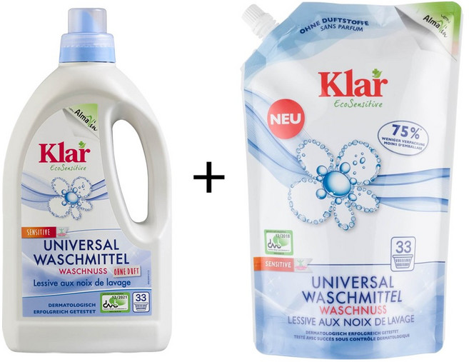 독일 Klar 클라 소프넛 천연성분 세탁세제 무향 본품+리필, 1세트, 3L