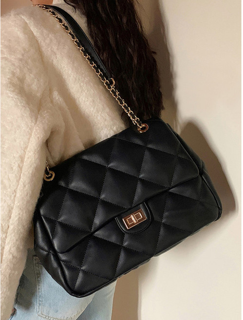 투니스 여성 다이아몬드 퀼팅 대용량 체인 숄더백