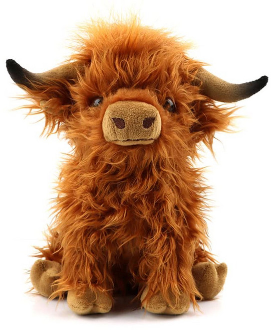 하이랜드 소 봉제 동물 인형 박제 장난감 카와이 어린이 선물 가정 방 장식 25cm, Brown, 1개