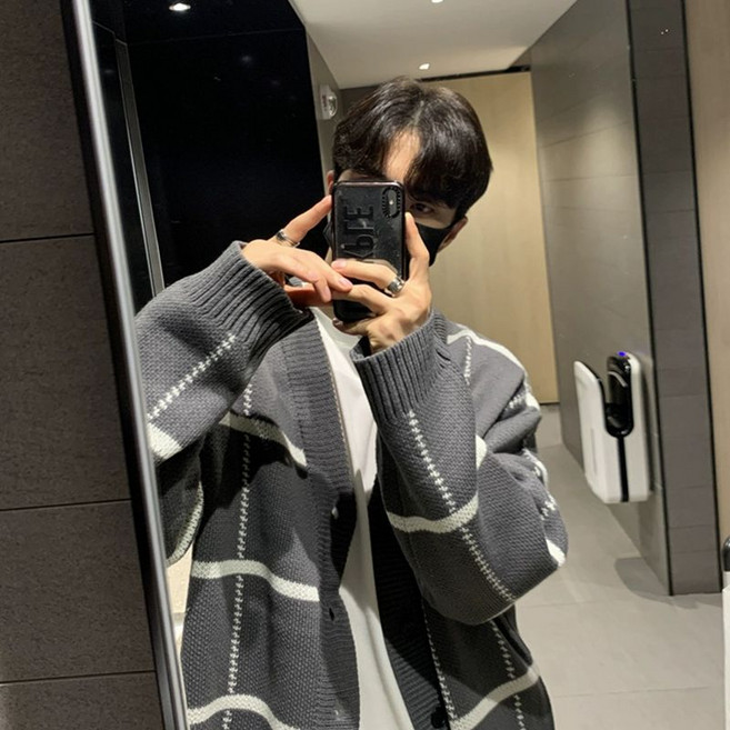 남자가디건 데일리 니트 가디건 부드럽고 세련된 브이넥니트 루즈핏 상의