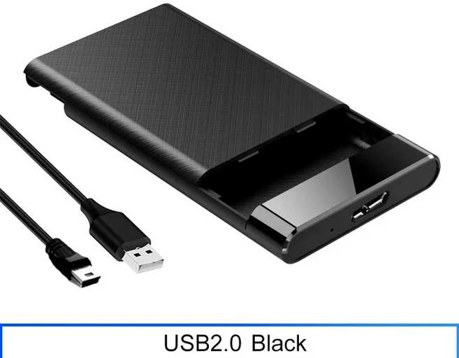 USB 3.0 HDD 인클로저 2.5인치 SATA 외장형 하드 드라이브 케이스 SSD 5Gbps 고속 지원 창 Android, 01 USB2.0 Black, 01 China Mainland