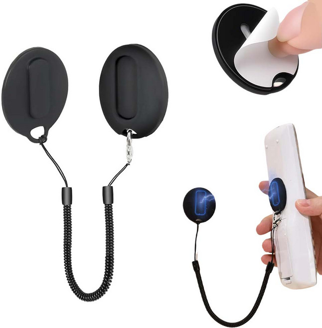 루이 내구성 자석 리모컨 고정 스트랩 연장 스프링 케이블 엉킴 방지 가전/거실/벽면, 1개, 블랙