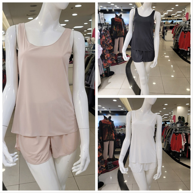 [쇼핑점] 비비안 베가스무스 수입원단 런닝형 캐미솔 하프슬립 3부 속바지 세트 CS0499 HS5546