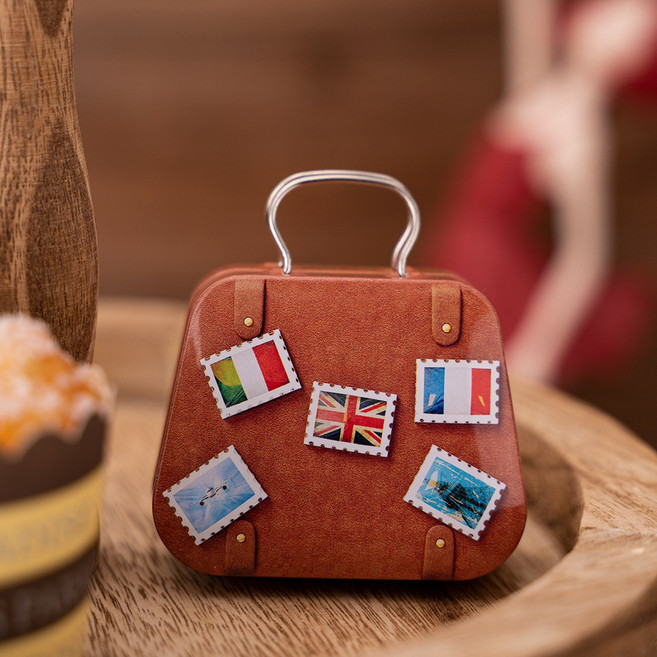 미니 틴케이스 손잡이 선물 상자 철제 보관함 다꾸 캔디 구디백 빈티지 케이스, 1개, 엽서