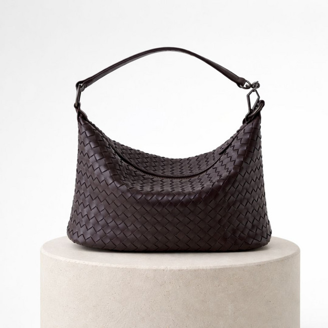 리보네 천연 소가죽 위빙 호보백 2way 숄더 토트백