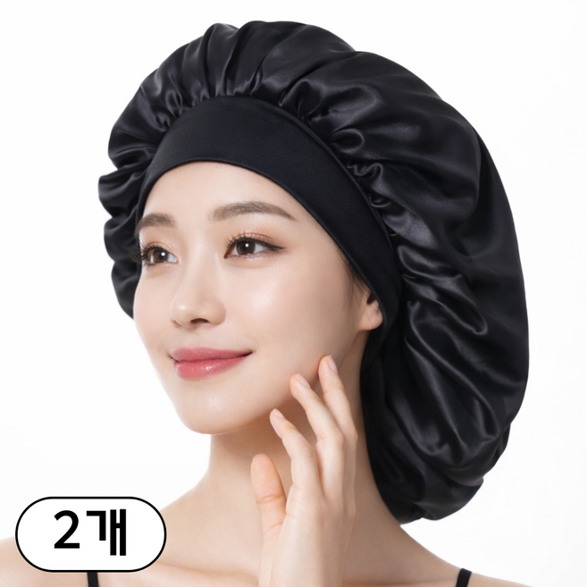 글로윅 실크 헤어캡 헤어밴드 수면모자 헤어 케어용 2P