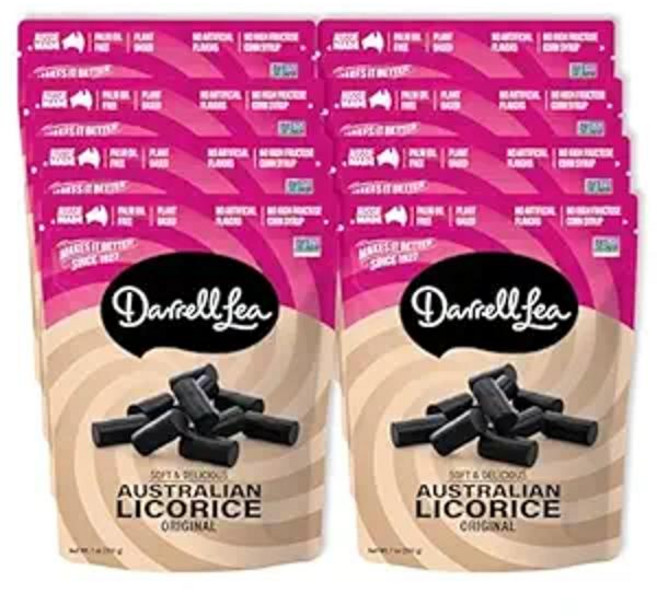 Darrell Lea 호주산 부드러운 감초 비유전자변형(Non-GMO) 팜유 무첨가 채식주의자 친화적 고과당 옥수수 시럽 무첨가 부드럽고 쫄깃한 감초 사탕 호주산 (오리, 8개