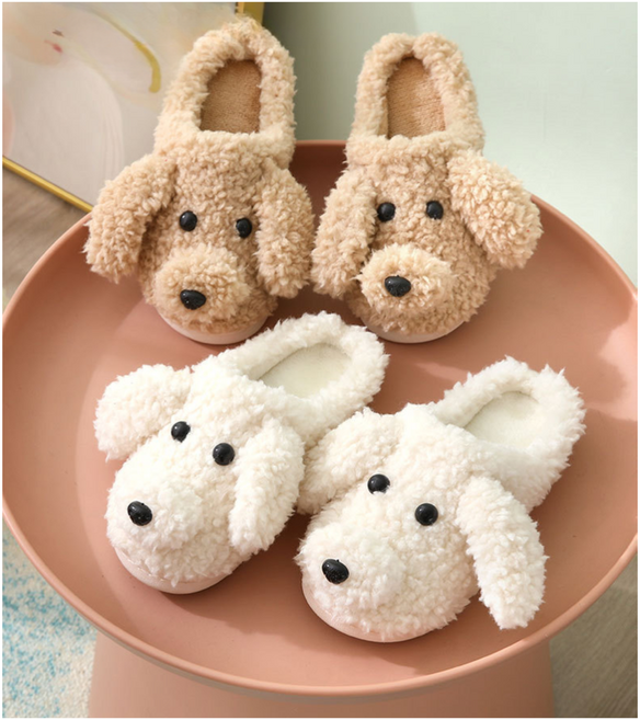 아티로 겨울 강아지 털실내화 블로퍼형 여성 슬리퍼