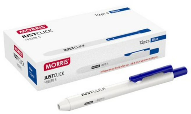 모리스 저스트클릭 네임펜 S 12p, 청색