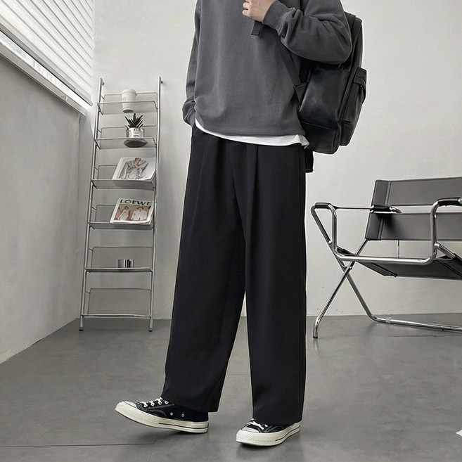 문컬렉션 와이드 원턱 슬랙스 통큰 편안한 벌룬 와이드핏 팬츠 통넓은 바지