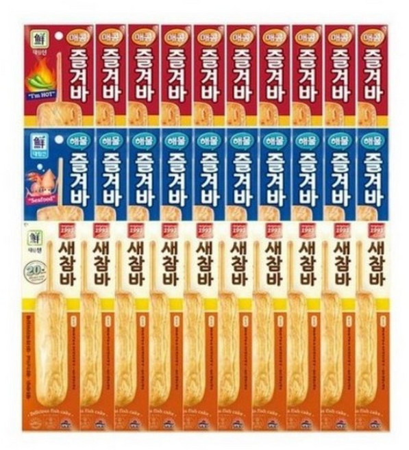 인기핫바 3종세트(매콤즐겨바+해물즐겨바+새참)총30팩, 1세트