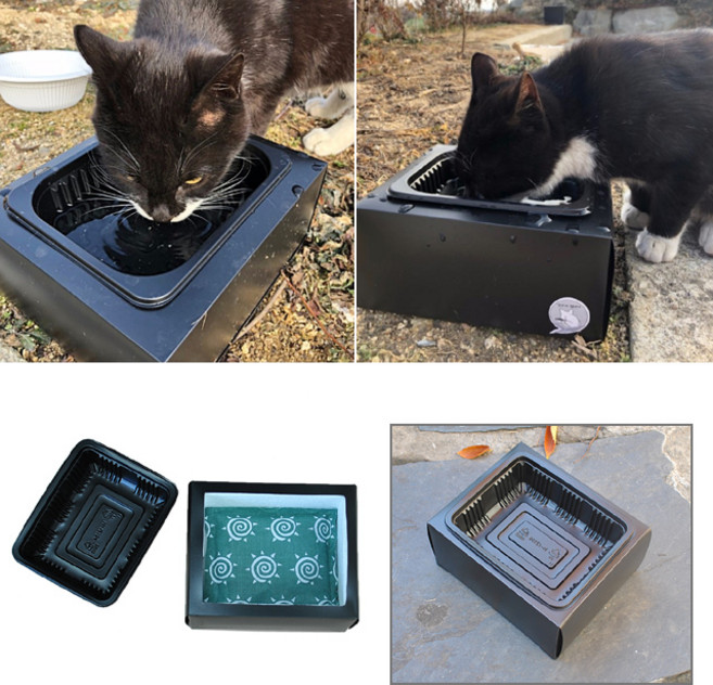 길고양이 보온 물그릇 덜 어는 길냥이 그릇 용기, 1개, [시즌1] 380ml 보온물그릇