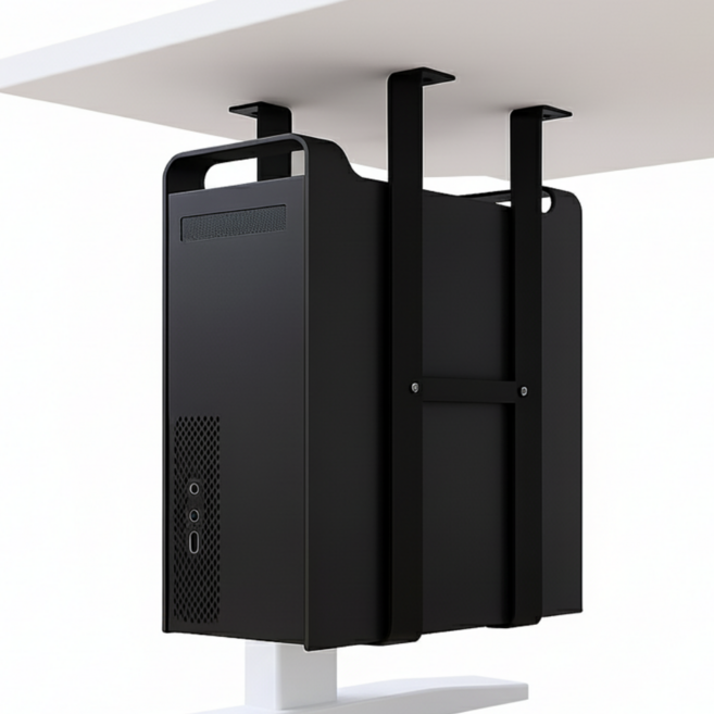 하루테 컴퓨터 본체 거치대 받침대, 1개, 블랙