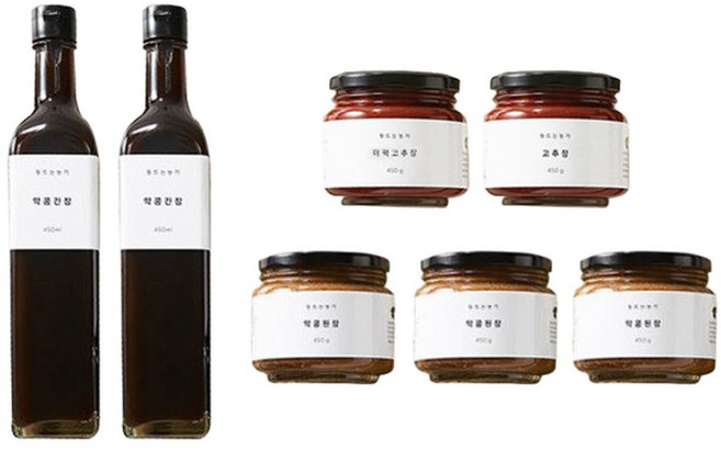 동트는 농가 약콩 된장 450g x 3통 약콩 간장 450ml x 2병 더덕 고추장, 3개