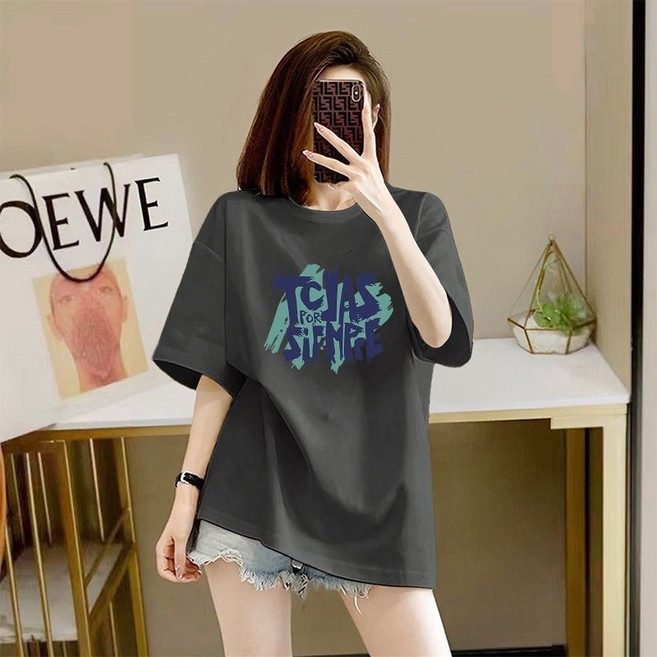 엔에스 레이블 여성 순면 반팔 오버핏 티셔츠 루즈핏 상의